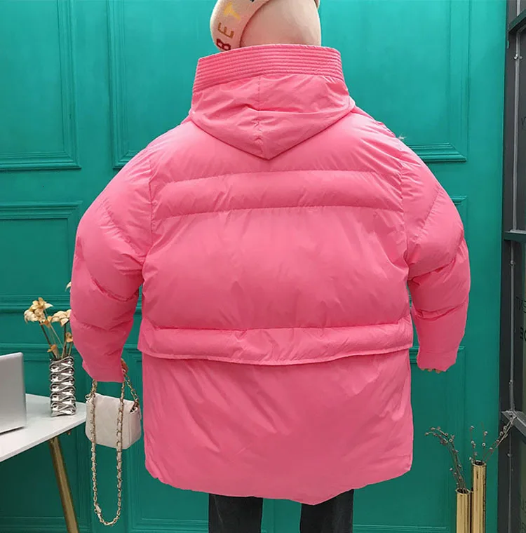 Зимний пуховик с хлопковой подкладкой для женщин, толстая яркая зеленая розовая оранжевая парка, уличная свободная зимняя куртка для женщин MY270