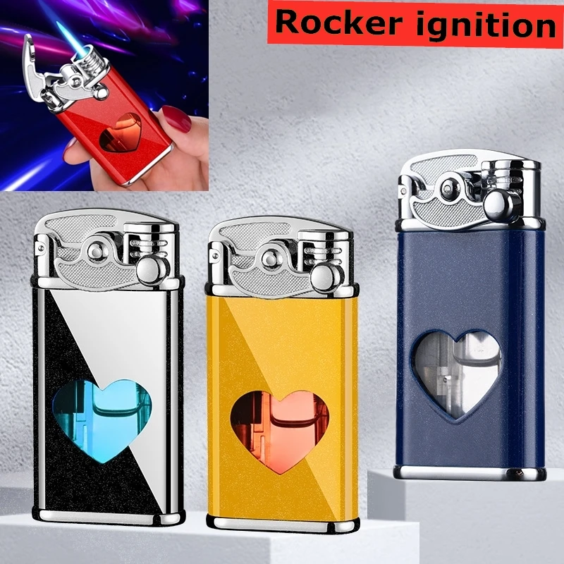 2021 Windproof Luminous Torch Gas Lighters Jet Metal Butane Inflated
