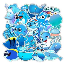 49 pcs Mignon Bleu Mer Animaux Bande Dessinée Journal Scrapbook Papeterie Téléphone Ordinateur Portable Pad Cas Planche À Roulettes Autocollants pour Enfants Jouets Cahiers