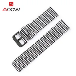 Fashion Rainbow Canvas Quick Release Woven Nylon Strap Replacement Band for 20mm (Grid black)