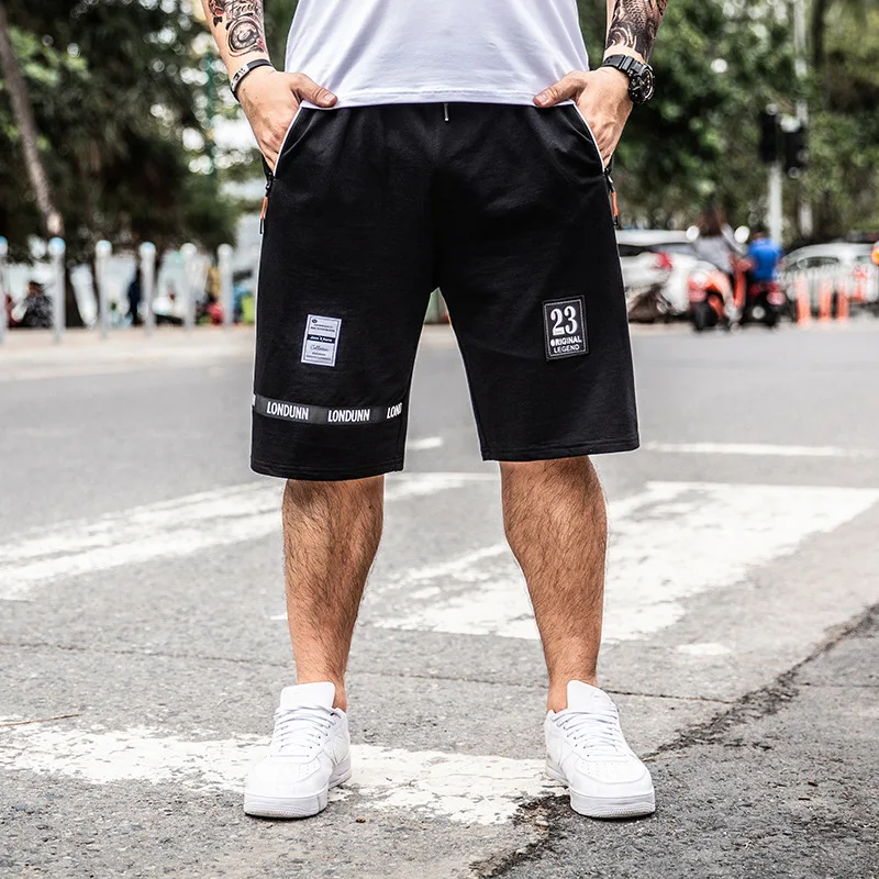 

Summer knitted pants men's casual shorts cotton large size zipper bag Korean version