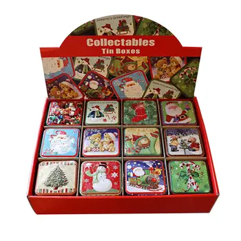 

Christmas Small Square Box Tin Box Packaging Gift Box Gift Baking Biscuit Box Tin Sugar Box Christmas Gift Box