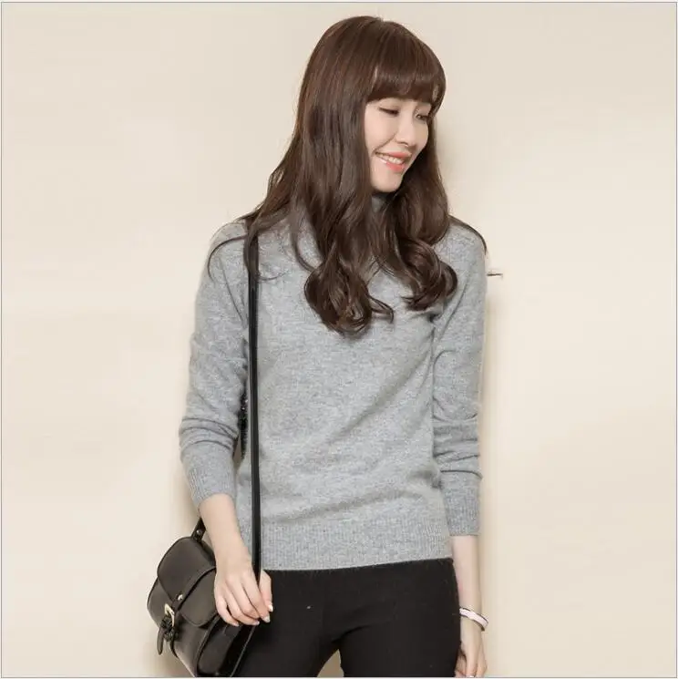Свитер осень-зима, однотонная Повседневная Домашняя одежда, теплый свитер, толстый женский свитер, водолазка, женская одежда, S106 - Цвет: White gray