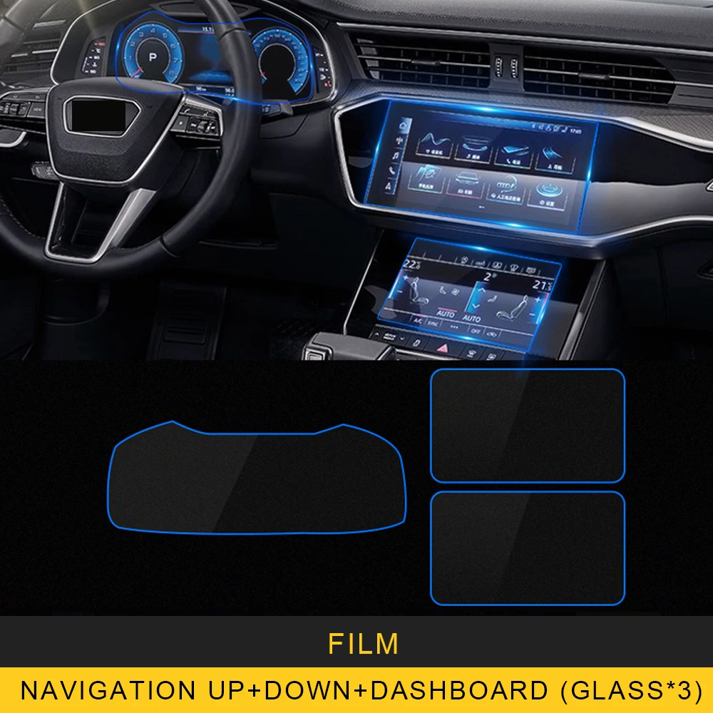 UP-DOWN-DASHBOARD Для Audi A6 C8 Автомобильная навигационная пленка, панель монитора, защитная стеклянная пленка, наклейка, аксессуары для интерьера - Название цвета: UP-DOWN-DASHBOARD