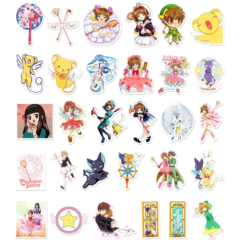 10/30/50pcs  Card Captor Sakura Anime  Sticker Kawaii Cute Cartoon Stickers Scrapbook Laptop Diy Kids Toys Pvc Decal  Stickers