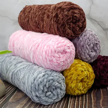

Chenille Cashmere Wool Group Handmade DIY Woven Scarf Thick Thread Crochet Hook Slipper Hand Knitting Crochet 100g/ball