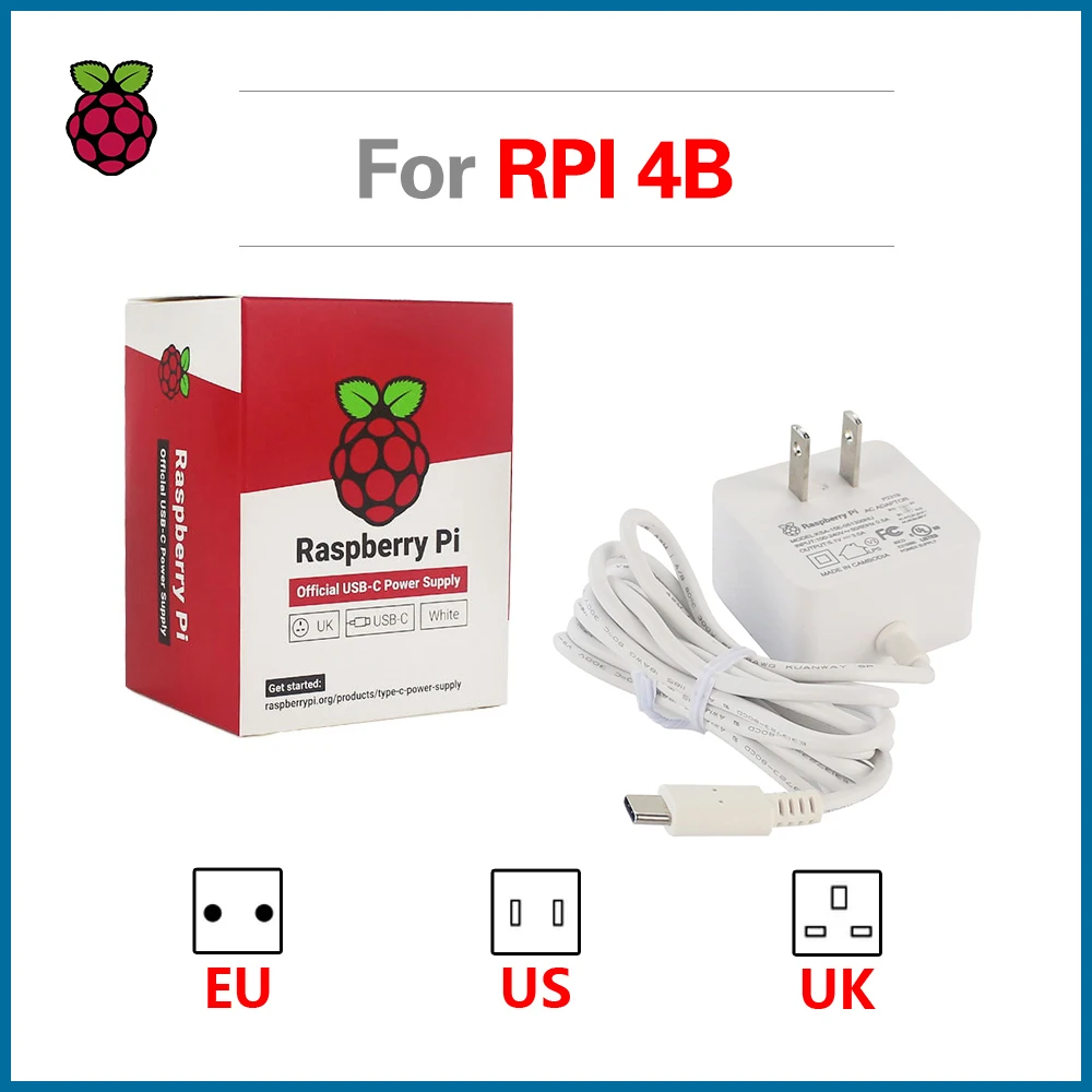 S Робот Raspberry Pi 4 Модель B официальный USB-C адаптер питания 5,1 V 3A источник питания для Raspberry Pi 4 RPI112