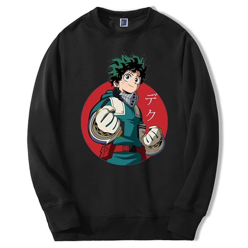 

My Hero Academia Men Fleece Warm Hoodie Sweatshirt Midoriya Izuku Printing Clothing Men Boku No Hero Academia Oversized Hoody