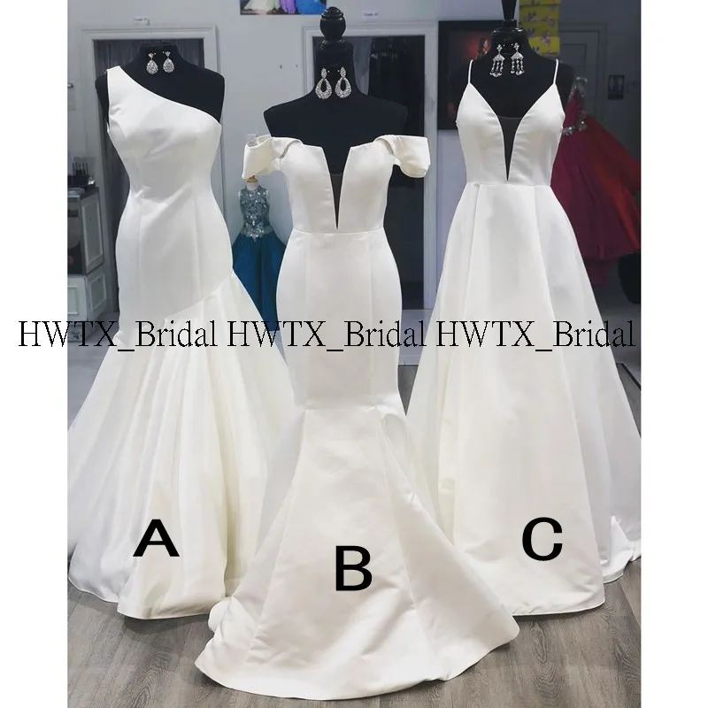 HWTX_Bridal платья подружки невесты на заказ простое белое атласное длинное свадебное платье русалки без рукавов для женщин