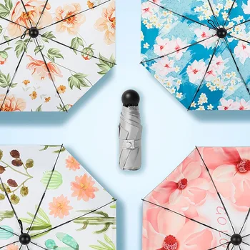 

New Upf50+ Umbrella 8 Bones Capsules Titanium Silver Umbrella Parasol UV Rainproof Dual-Use Sun Umbrella