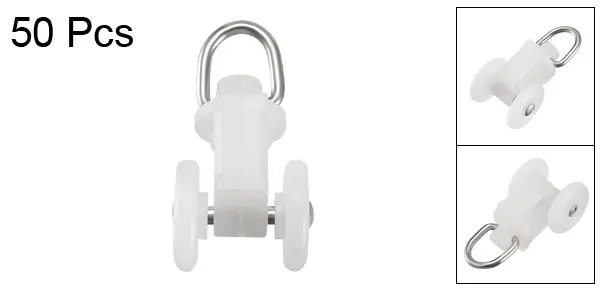 12mm 50pcs Uxcell ролики для занавесок пластиковые 2 колесные переноски драпировки рельсы раздвижные планеры для окон занавески для душа - Цвет: 12mm 50pcs