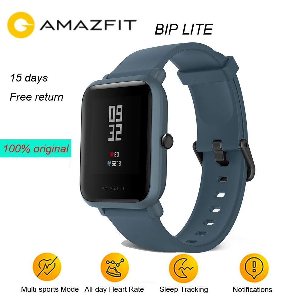 Amazfit Bip Lite синий Смарт-часы 45 дней Срок службы батареи 3ATM в соответствии со стандартом водонепроницаемости деятельность здоровый отслеживания приложения уведомления