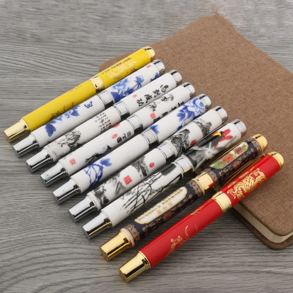 1Pc Metal Ceramic Pen Chinese Painting 0.5MM Black Ink Refill Writing Rollerball Pen multifunction ballpoint pen multifunctional pen ballpoint pen ball point pen