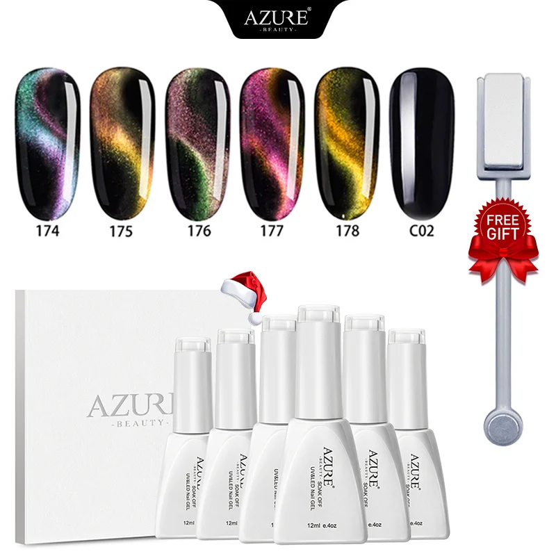 Azure beauty 6 шт./лот Хамелеон кошачьи глаза Рождественский Подарочный набор гель лак