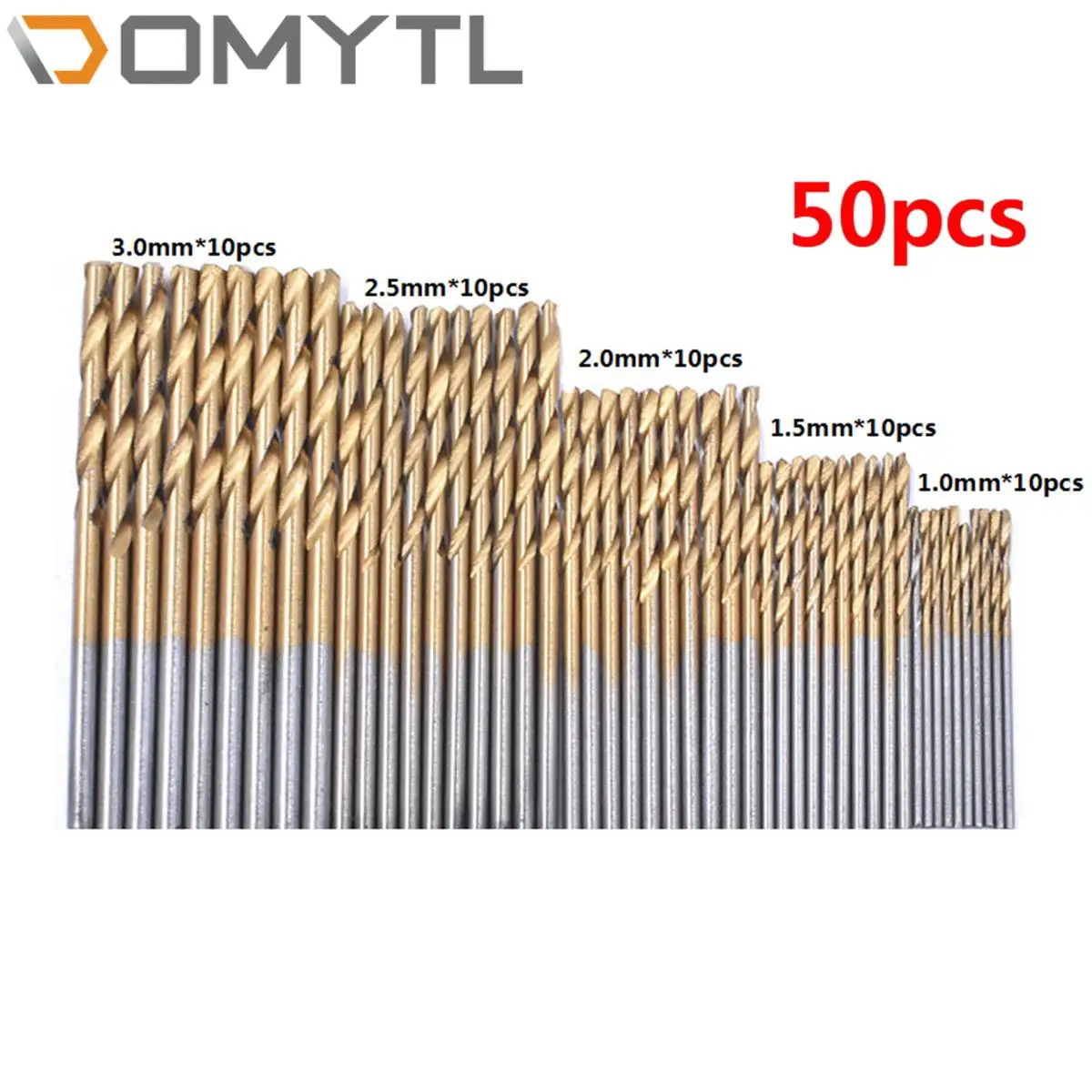 

50PCS 1.0-3.0mm Titanium Coated Twist Drill Bit Set HSS M35 Gun Drill Bit For Wood/Metal Hole Cutter Power Tools