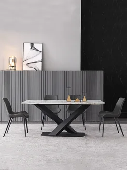 

Light luxury furniture Nordic small family dining table marble table and chair combination