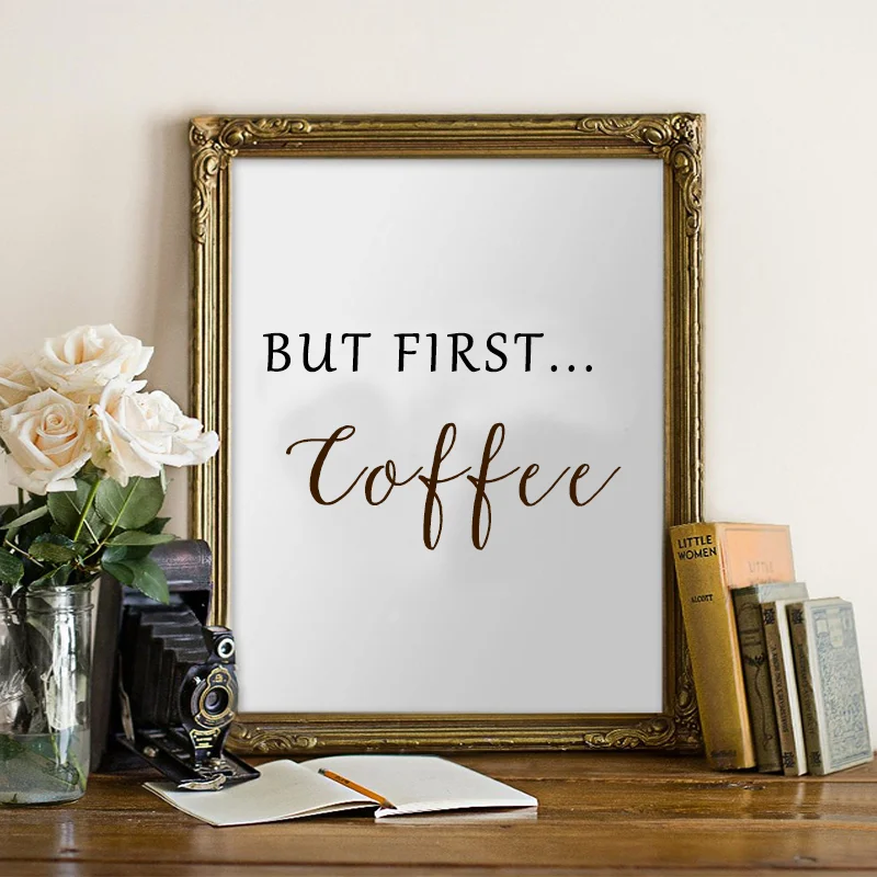 

Nordic Style Canvas Modern Printed letter BUT FIRST Coffee Painting Home Decor Wall Art Simple Pictures For Restaurant Poster