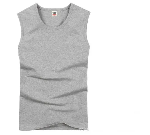 U-Neck Grey Мужская нательная рубашка майка без рукавов дышащая фитнес стрейч хлопок спортивный бюстгальтер одежда футболка для тренировок Плюс Размер M-3XL - Цвет: U-Neck Grey