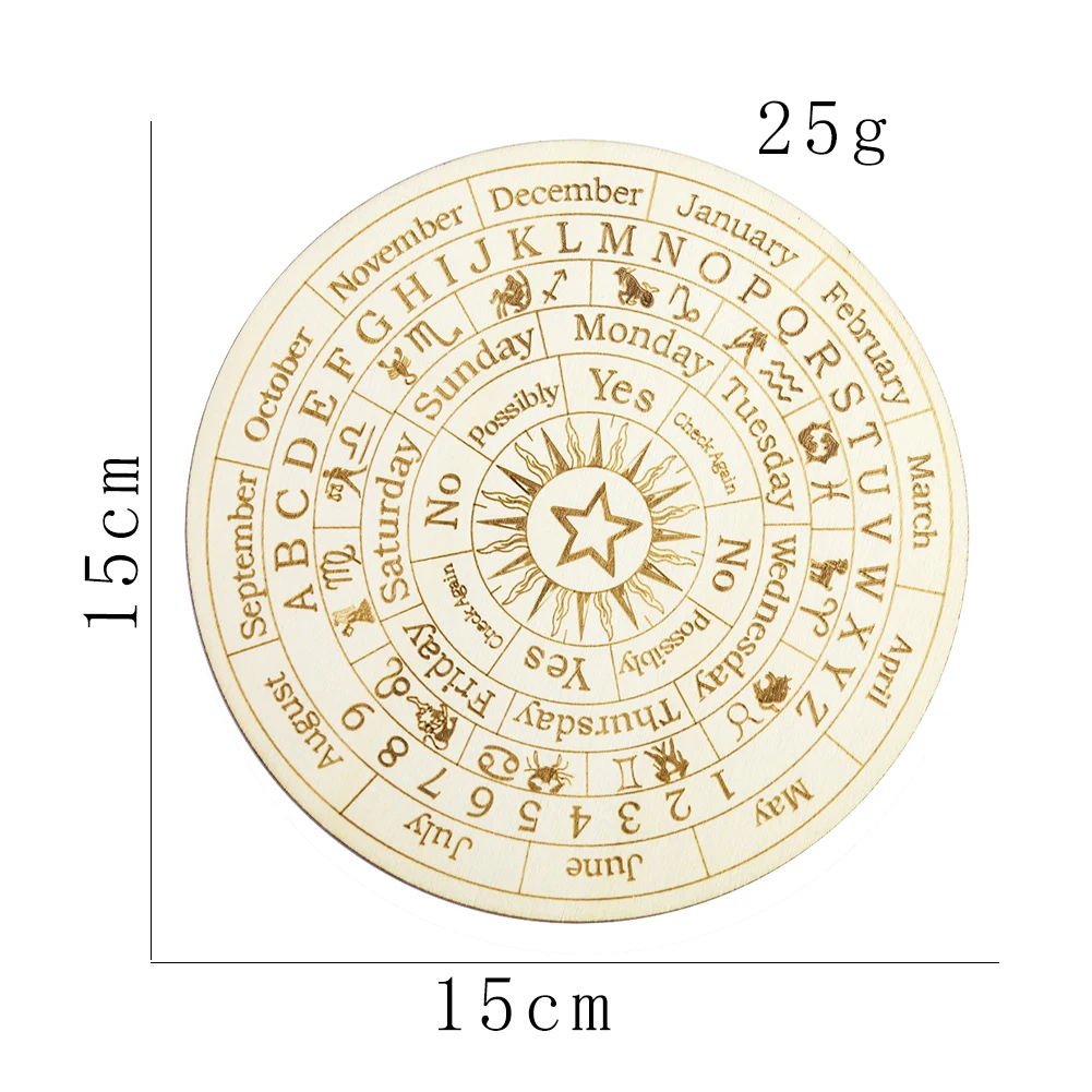 Description Picture 6 of itemWooden Twelve Constellation Divination Pendulum Board Sign Home Decor Star Sun Moon Altar Message Board Meditation Coaster Craft