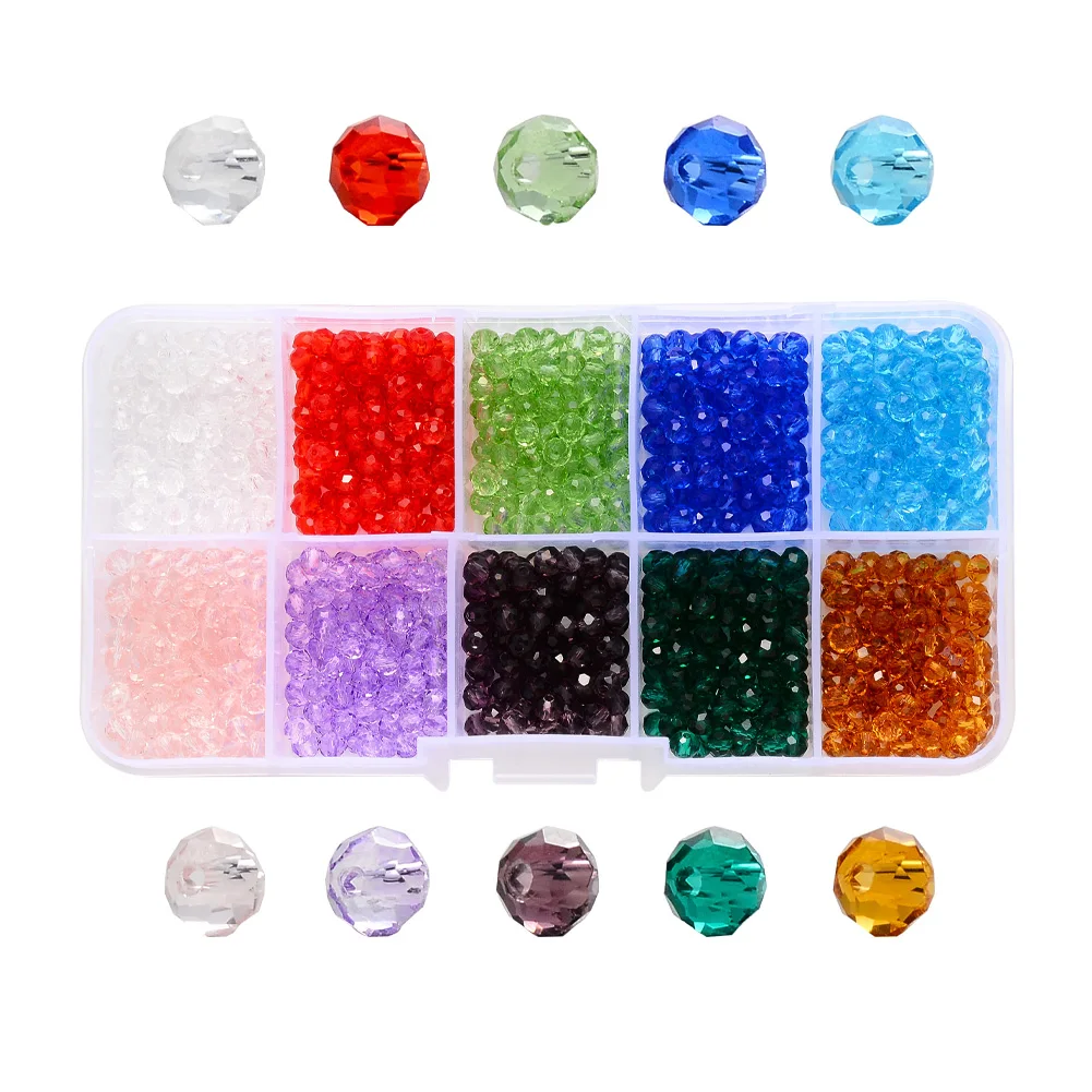 100pcs Mixed Colors Glass Crystal Beads 8mm Faceted Rondelle Loose