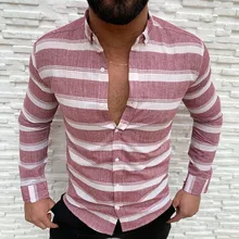 2021 Autunm Men Vintage Striped Shirts Mans Casual Solid Long Sleeve Tops Mans Blouse Button Shirts Male Tops Streetwear 2021 Autunm Men Vintage Striped Shirts Mans Casual Solid Long Sleeve Tops Mans Blouse Button Shirts Male Tops Streetwear