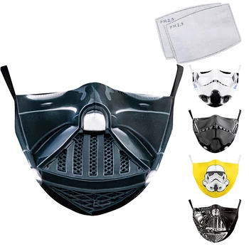

Fashion Aliens Movie Star War Cosplay Print Face Mask Adult Kid Washable Masks Fabric Reusable PM2.5 Filters Dust Proof