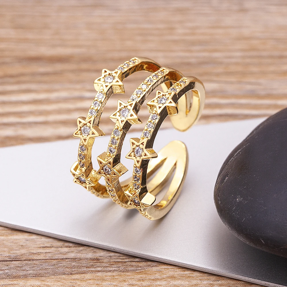 Fashion Jewelry Star Ring Star Zircon Female Ring Ring Cz Star