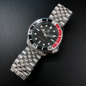 

Quartz Diver Watch Men Stainless Steel Black Swiss Movement 200m waterproof