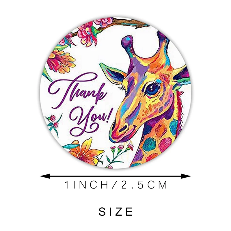 500 PCS 1Inch Round Color Cute Animal Thank You Stickers Seal Label for Scrapbooking Stickers Kids 2