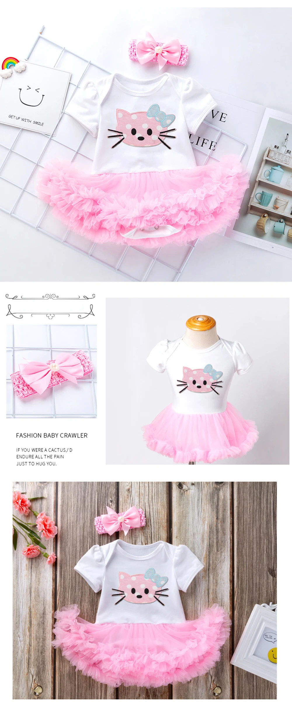Infant Girl Rompers Dress Baby Girls Birthday Clothes Sets Outfits 2pcs Newborn Cotton Tutu Jumpsuit Party Clothes