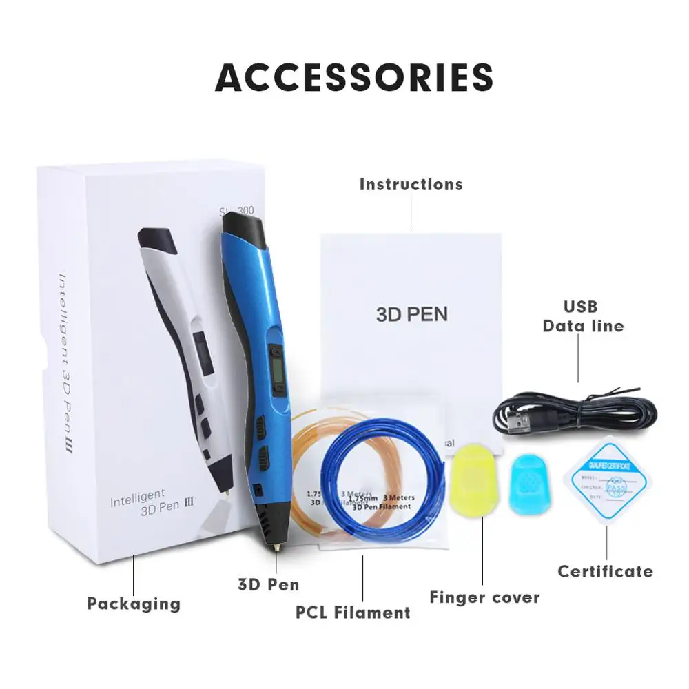 300A 3D Printing Pen DIY Doodling With Temperature Adjustable Temperature 3d printing pen