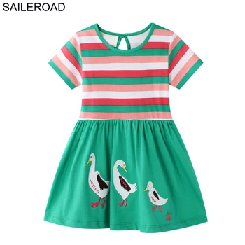 

SAILEROAD Animal Duck Applique Dress Girl 2-7Years Kids Princess Dress for Baby Girl Clothes Elegant Dresses for Girls Vestidos