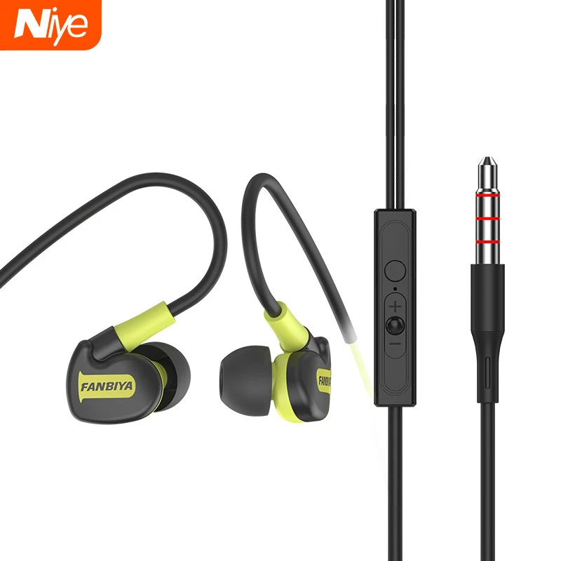 Auriculares deportivos con cable de 3,5mm para correr, cascos con gancho para la oreja, con micrófono, auriculares para para teléfono Xiaomi| y audífonos| - AliExpress