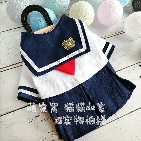 Best  Sailor Couples Teddy Summer Wear Cat Bichon Dog Clothes Small Pet Clothes Clothing Casual Universal