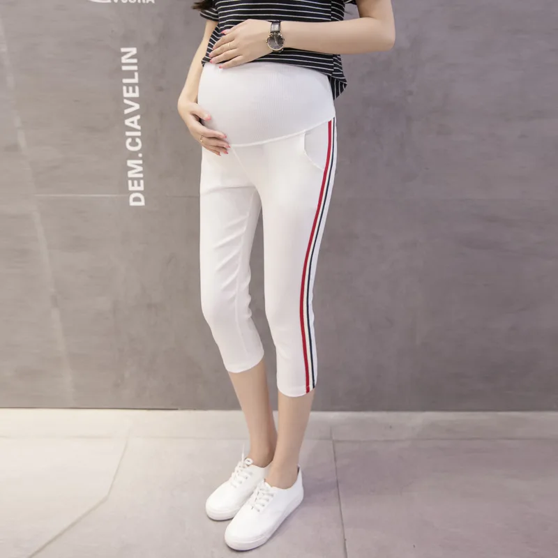

Cropped Trousers for Pregnant Women 2018 Summer Casual Pants Thin Slim Fit Elasticity Maternity Pants Outer Wear