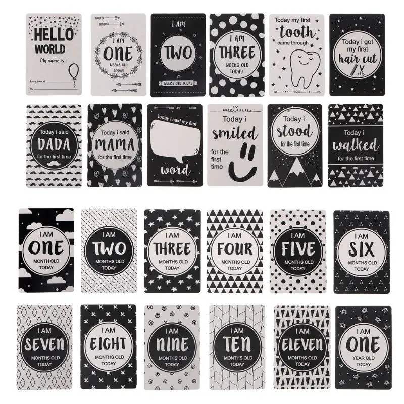 

12 Pcs Month Card Baby Monthly Newborn Funny Photography Photo Cards Stickers