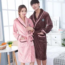 Женская ночная рубашка длинный халат зимняя бархатная Пижама фланелевый Халат теплые халаты парные пижамы размера плюс Домашняя одежда# F