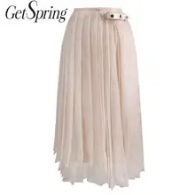 Getвесенняя Женская юбка асимметричная плиссированная юбка с завышенной талией Женская Асимметричная универсальная винтажная розовая длинная юбка Новая мода