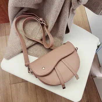 

Female flap bag fashion wide straps satchel moon style small single shoulder bag