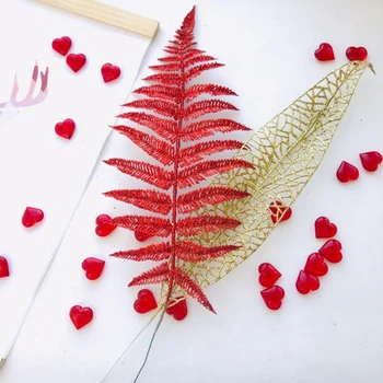 

Christmas Tree Decoration Flower Grass Leaf Hollow Flash Grass Fake Flower Home Party Happy New Year Decoration Gold Silver 40cm