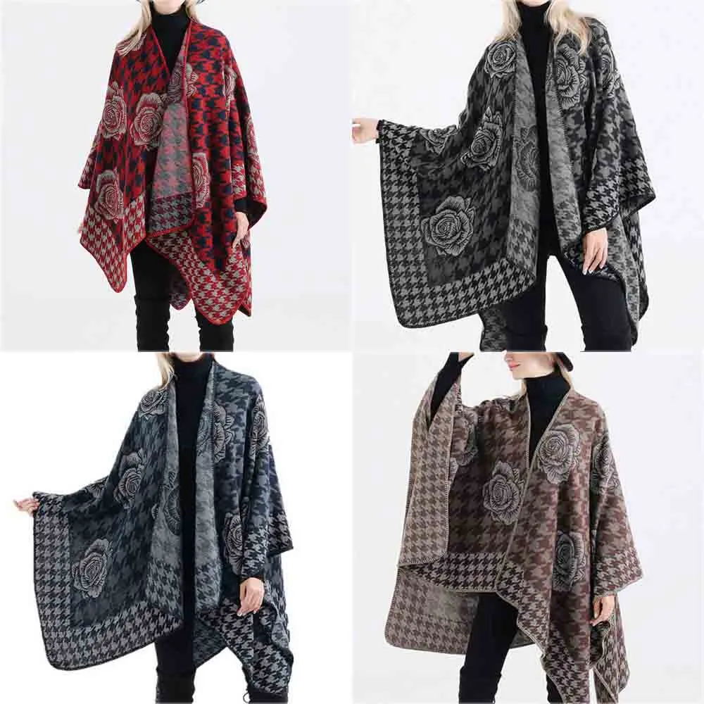 

Winter Cloak Women Soft Cashmere Print Cardigan Capes Shawl Coat Ponchos Mujer Invierno Elegantes Cape Poncho Women