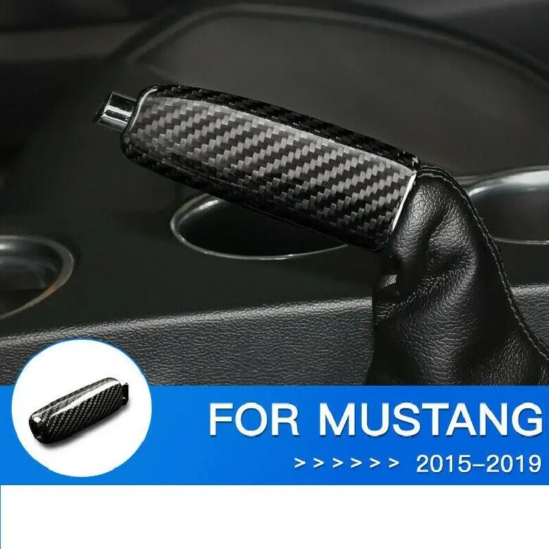 Твердое углеродное волокно подходит для Ford Mustang- Автомобиль замена ручного тормоза ручки крышка