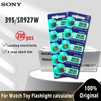 

200pcs Original SONY 395 SR927SW 399 SR927W AG7 LR927 1.55V Silver Oxide Button Coin Cell For Toy Watch Battery MADE IN JAPAN