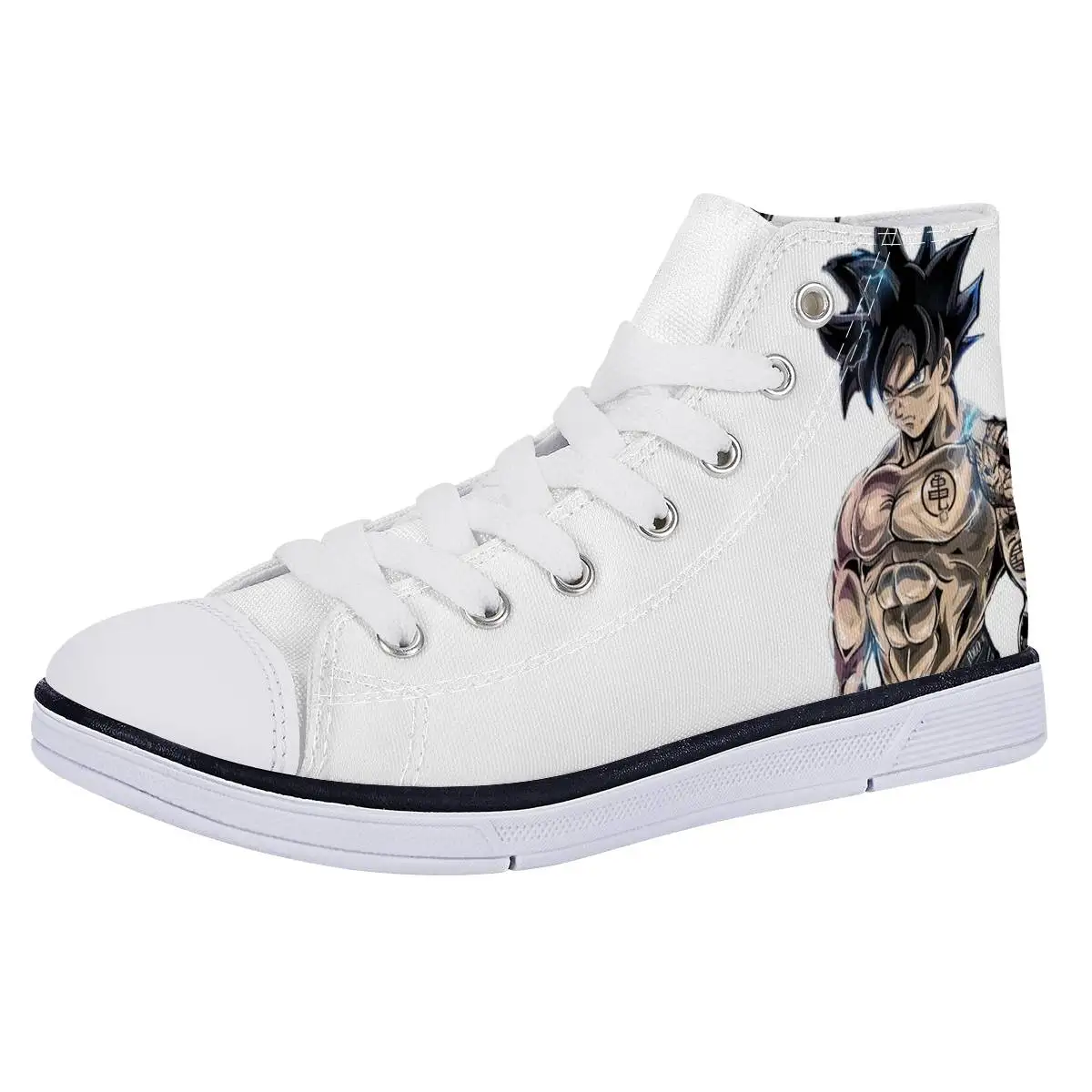 2 THIKIN черный Детские кроссовки с рисованным аниме, принт Dragon Ball Z легкий Туфли без каблуков для высокие носки для мальчиков и девочек, топ из вулканизированной резины парусиновая обувь - Цвет: 2