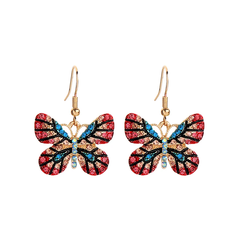 Крыло ЮК tak, украшенные разноцветными кристаллами бабочка, серьги со шпилькой, для Для женщин моды в богемном стиле подвесные Серьги Brincos Vintage ювелирные изделия