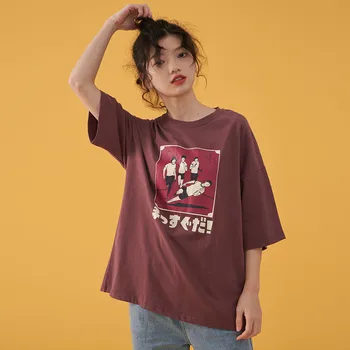 

Harajuku Female Tshirt Chic Beautiful Lady Summer Loose Streetwear Chic Girls Japanese Sweatshirt Cartoon Tops