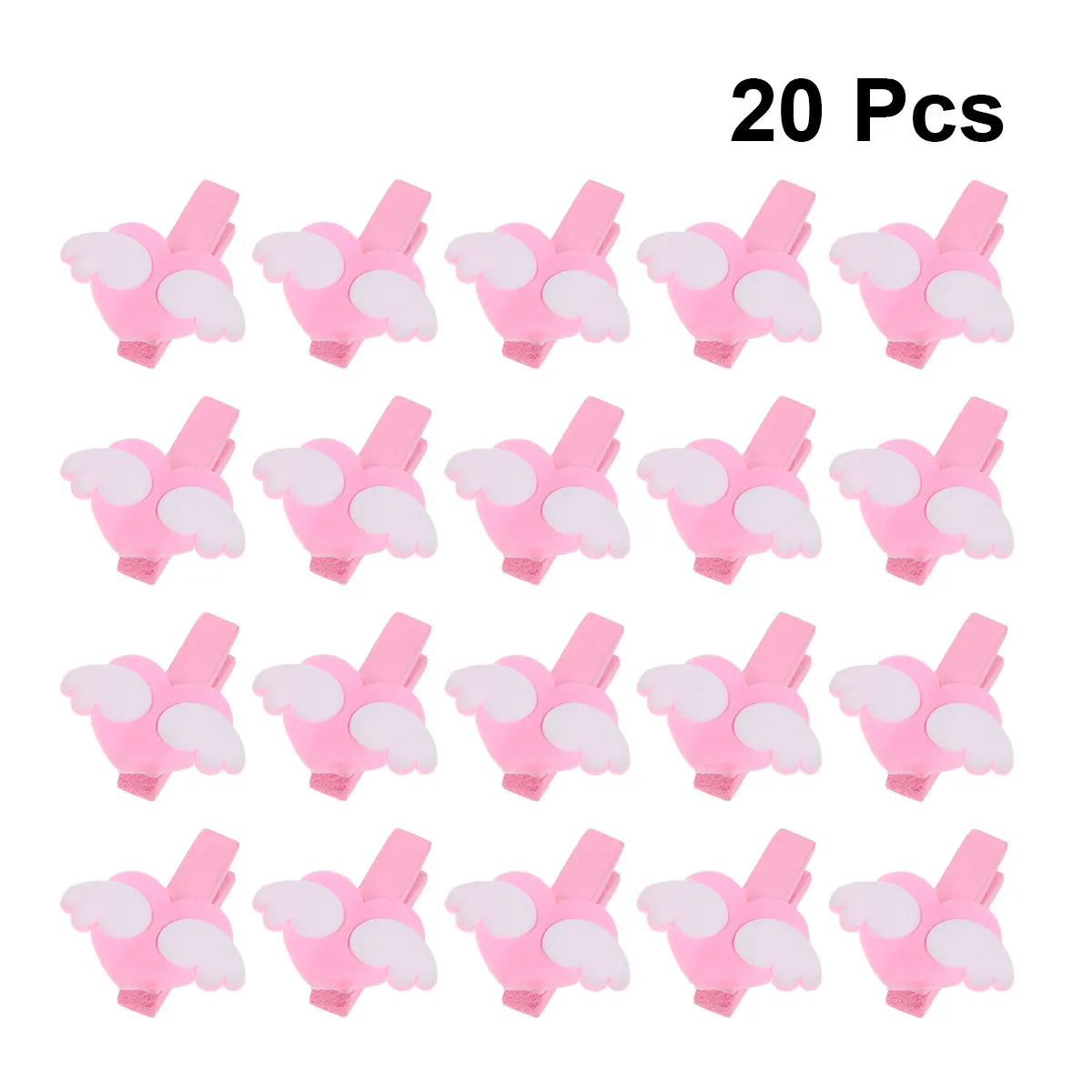 20pcs Wing Heart Shape Clips Wood Information Folder Photo Card Holder Message Folder Decorated Small Clip Stationery Memo
