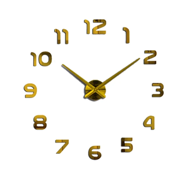 Новые часы настенные часы Horloge 3d Diy акриловые зеркальные наклейки украшение дома гостиная кварцевые иглы - Цвет: Золотой