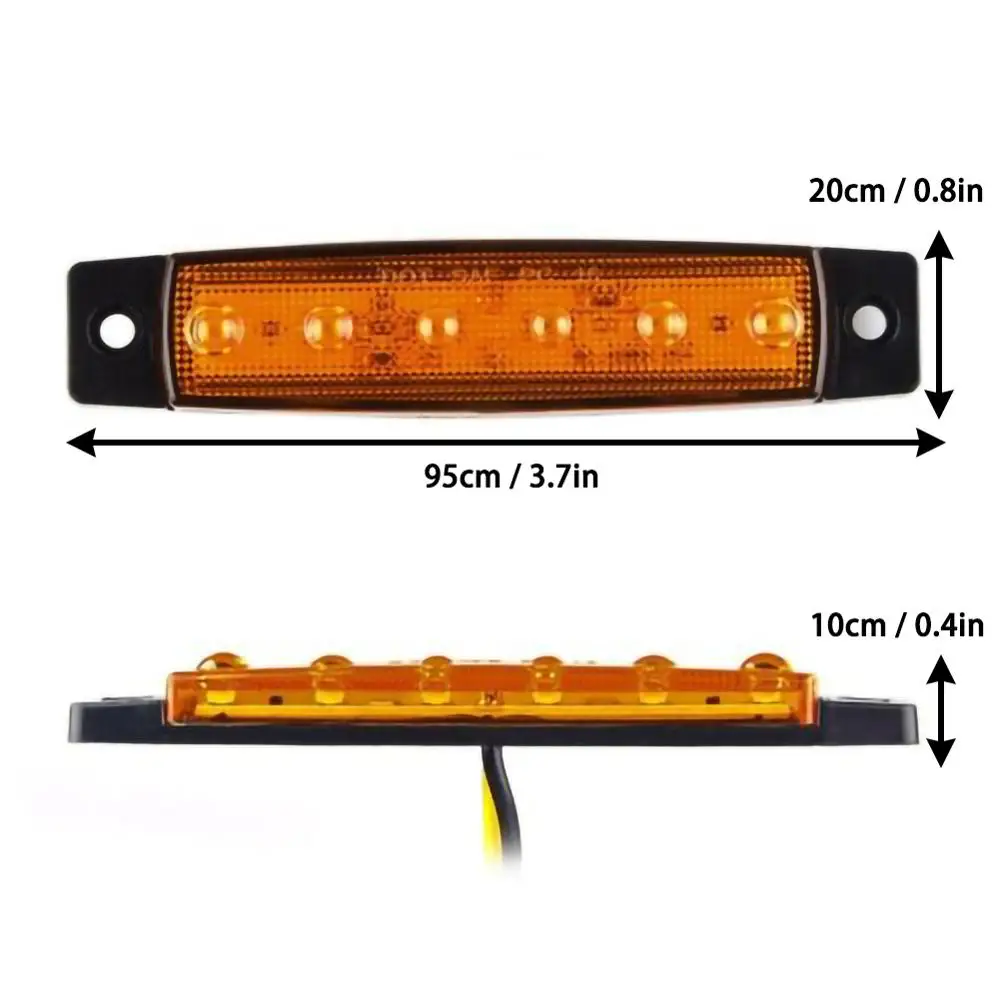 10 Pcs 6 LED Amber Side Marker Lights Car External Lights Auto Bus Truck Wagons Indicator Trailer Light Rear Side Marker Lamp