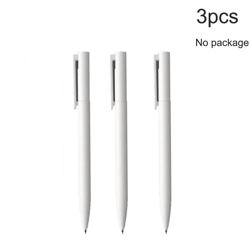 3pcs Новые гелевые ручки Xiaomi Mijia, 10 шт., без колпачка, 0,5 мм, цилиндрическая ручка, черная ручка, белая, гладкая, швейцарская, заправка MiKuni, японские чернила, черные - Цвет: 3pcs